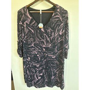 Pinkblush Black & Purple Leaf Print Dress X-Large